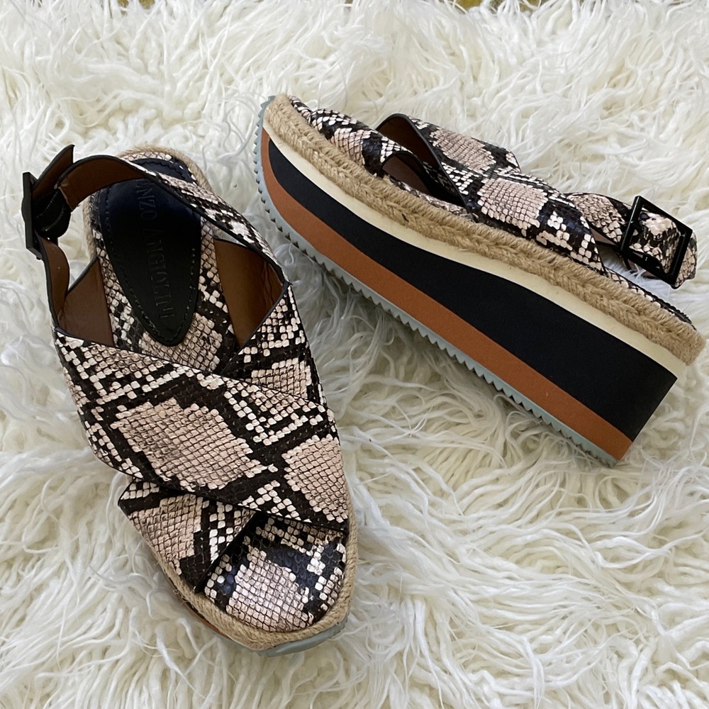 Enzo Angiolini Snakeskin Platform Sandals